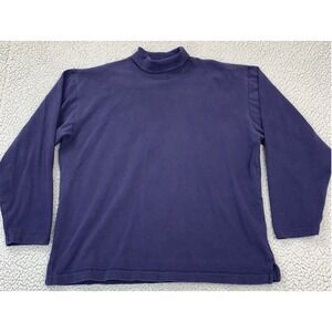 J. Crew Mock Neck Shirt Mens M Navy Blue Long Sleeve Cotton Vintage Y2K